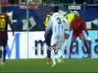 مباراة برشلونة وملجا  مهارات رائعة من ميسى و انيستا