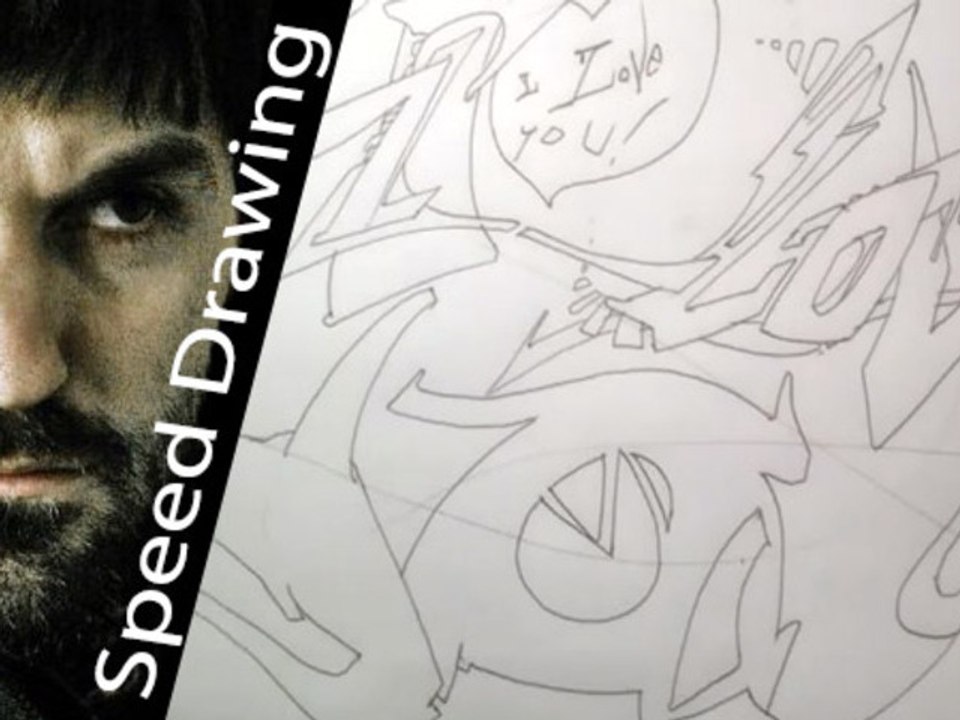 I Love You - graffiti freestyle - Speed Drawing