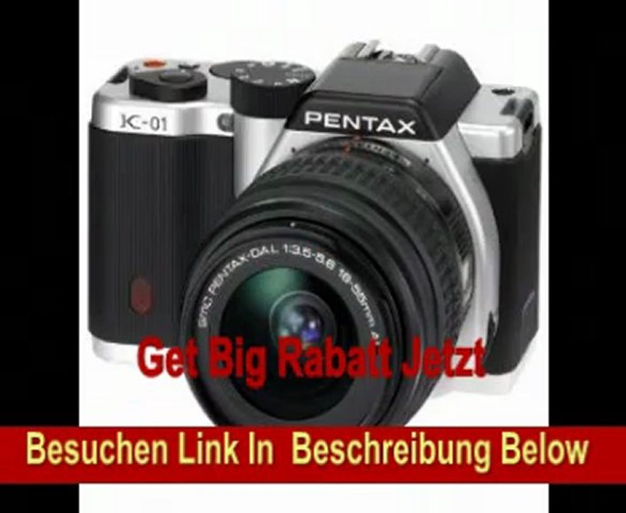 Pentax K-01 SLR Digital Kamera (16 Megapixel, 3-fach opt. Zoom, 7,6 cm (3 Zoll) Display, Full-HD Video, bildstabilisiert) inkl. 18-55mm Objektiv silber/schwarz
