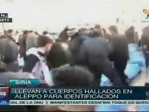 Llevan cuerpos hallados en Alepo para identificación
