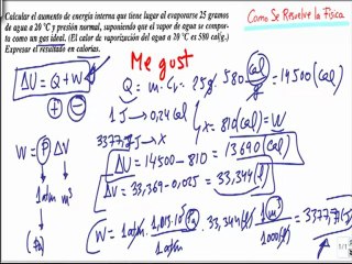 Primer principio de la termodinamica calcular la variación de energía interna
