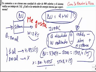 Primer principio de la termodinamica calcular variación de energía interna