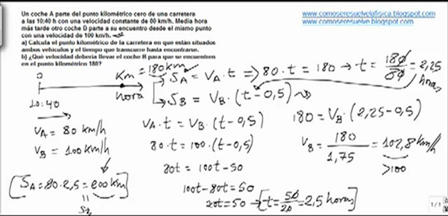 Fisica cinematica velocidad lineal dos coches