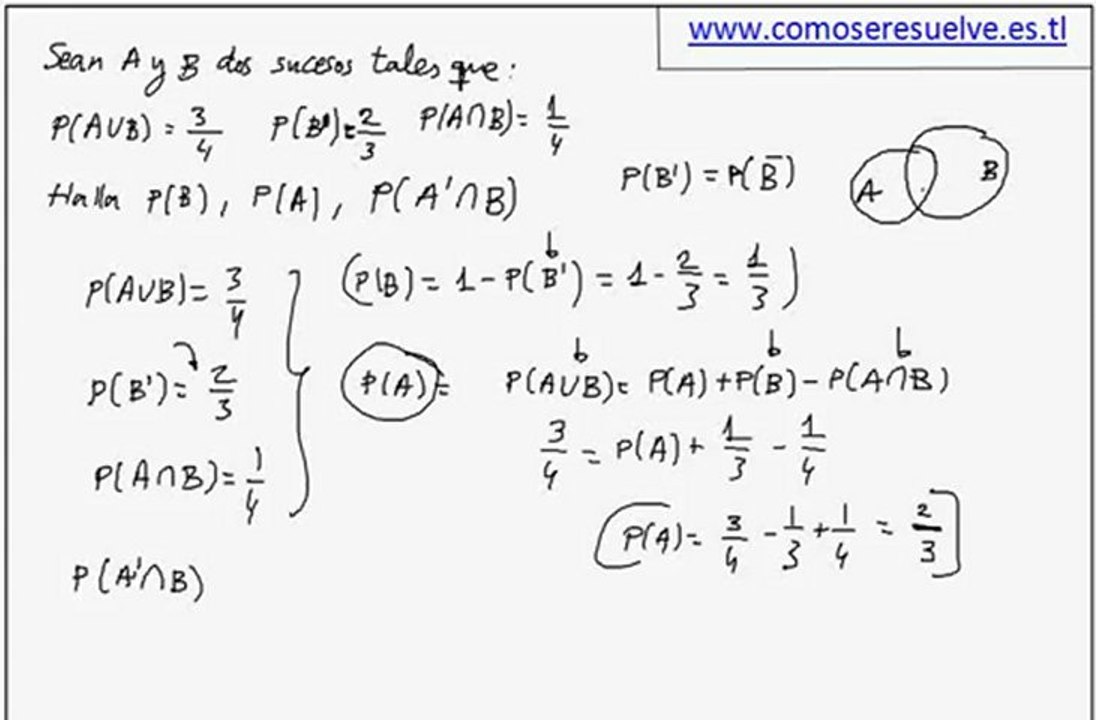 Calculo de probabilidades de dos sucesos ejemplo 1
