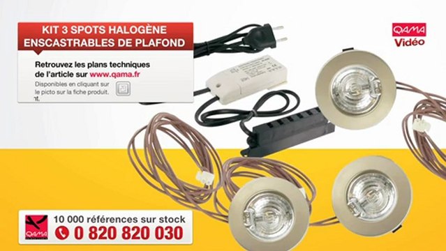 Kit de 3 spots encastrables, ampoules halogène, par Qama