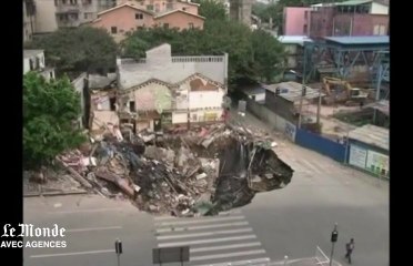 Download Video: En Chine, plusieurs bâtiments engloutis dans les souterrains de Guangzhou