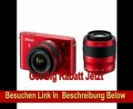 Nikon 1 J1 Systemkamera (10 Megapixel, 7,5 cm (3 Zoll) Display) rot inkl. 1 NIKKOR VR 10-30 mm und VR 30-110 mm Objektive