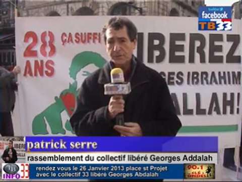 rassemblement du collectif libéré Georges Abdalah place st projet Bordeaux