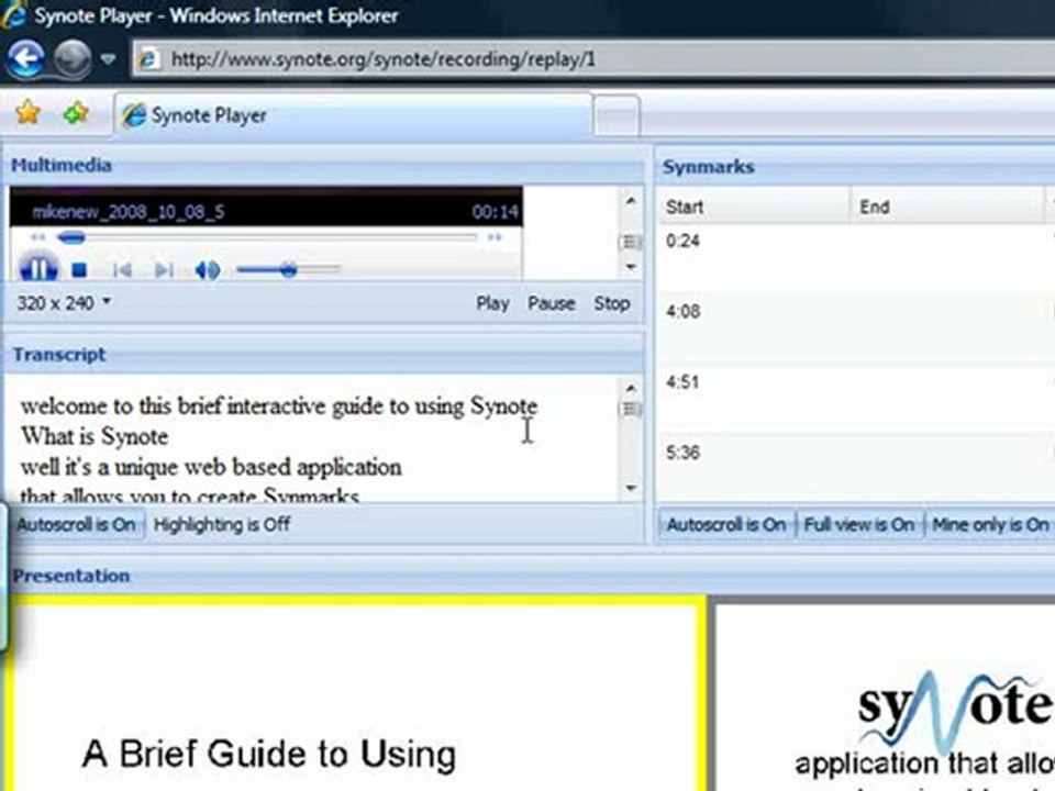 Synote demo