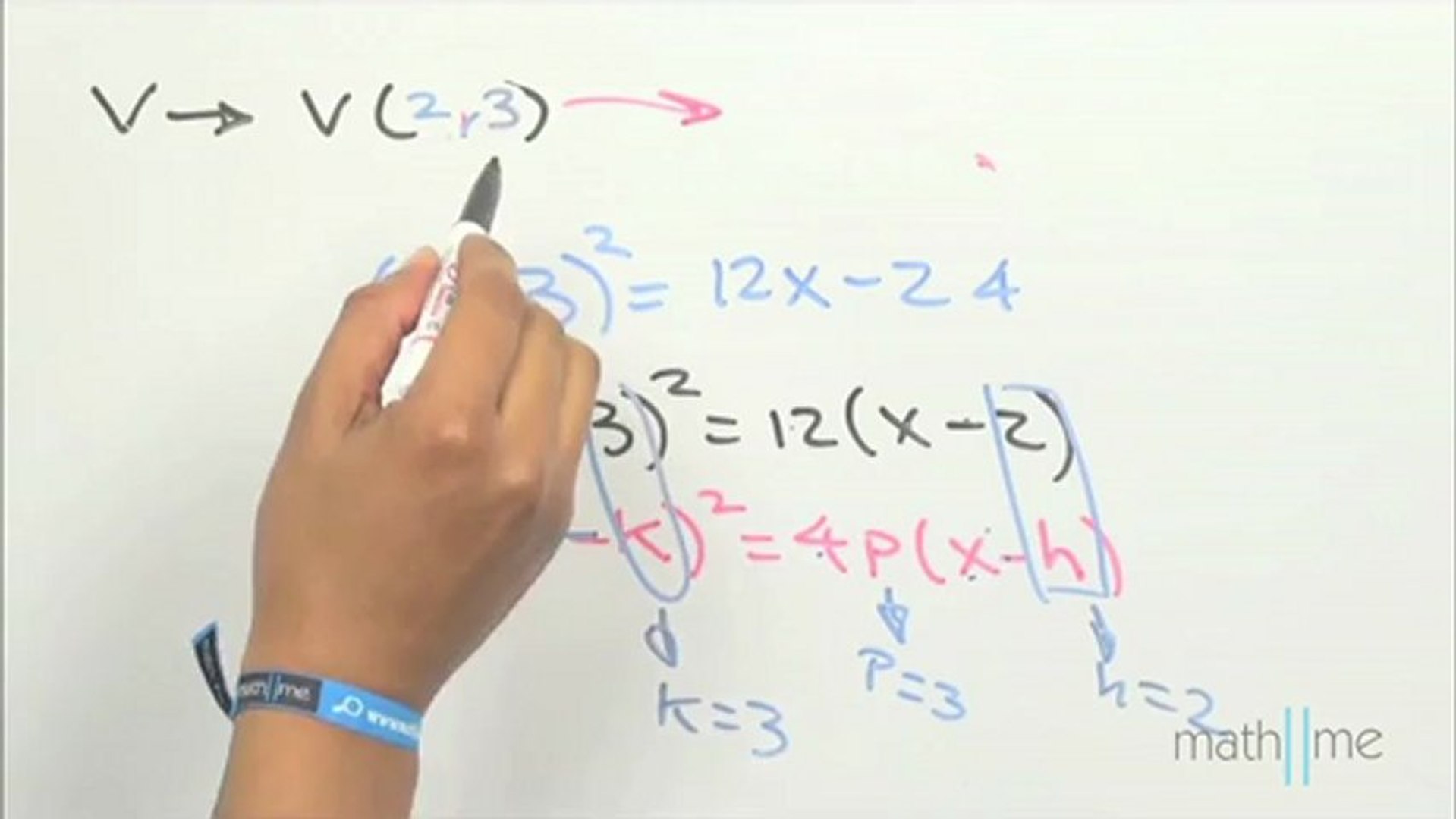 Hallar el vértice de una parábola con ecuación (y-3)^2=12x-24 - Vídeo  Dailymotion