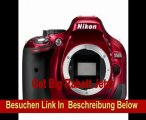 Nikon D5200 SLR-Digitalkamera (24,1 Megapixel, 7,6 cm (3 Zoll) TFT-Display, Full HD, HDMI) nur Gehäuse rot
