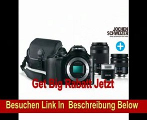 Samsung NX20 Systemkamera (20 Megapixel, 7,6 cm (3 Zoll) Display, WiFi) inkl. 18-55mm und 50-200mm Objektiv, Blitz und Tasche schwarz