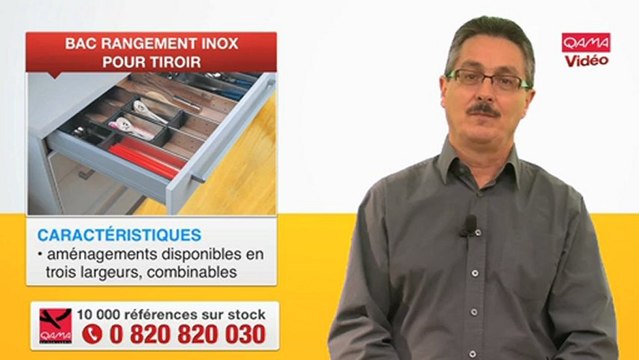 Bac de rangement en inox pour tiroir, par Qama