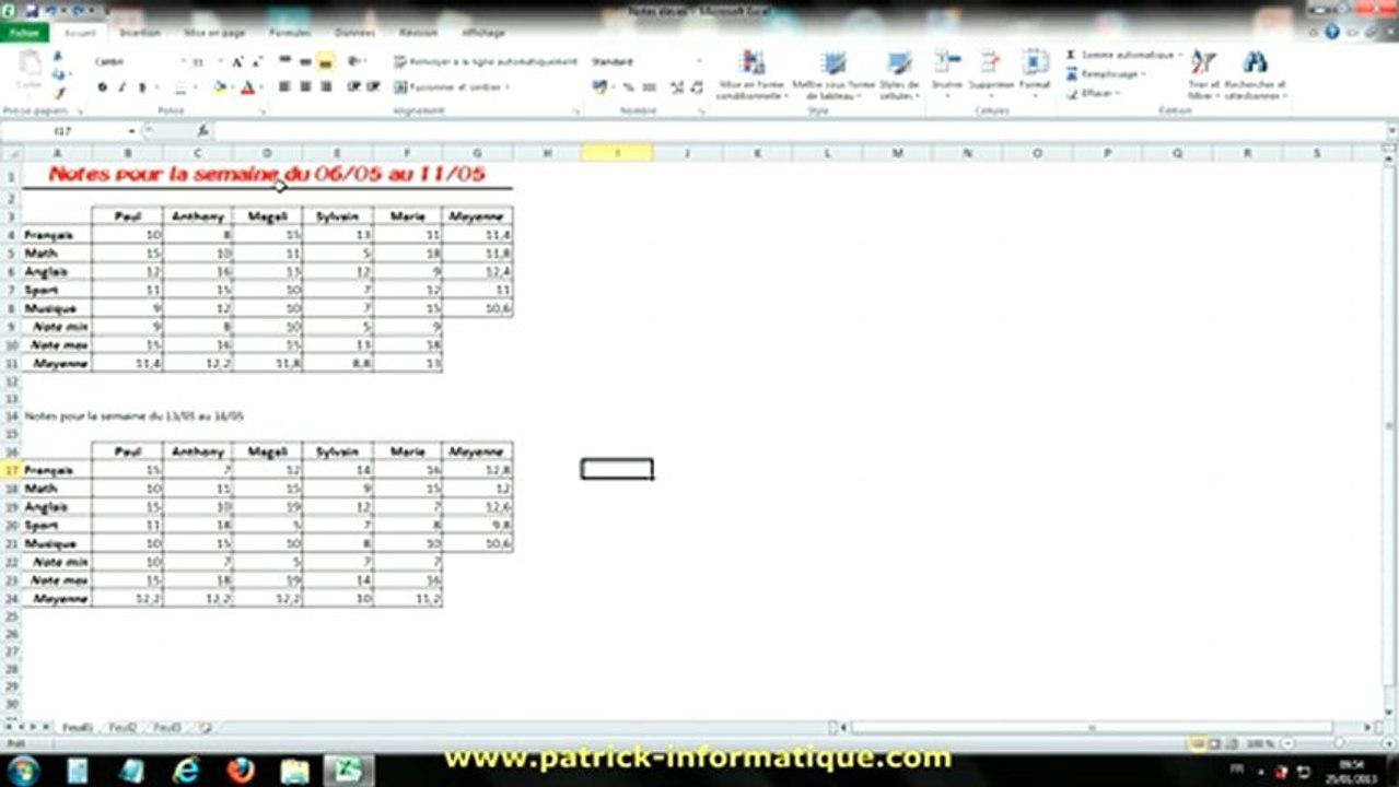 Tuto Excel 2010 - Reproduire une mise en forme - Extrait
