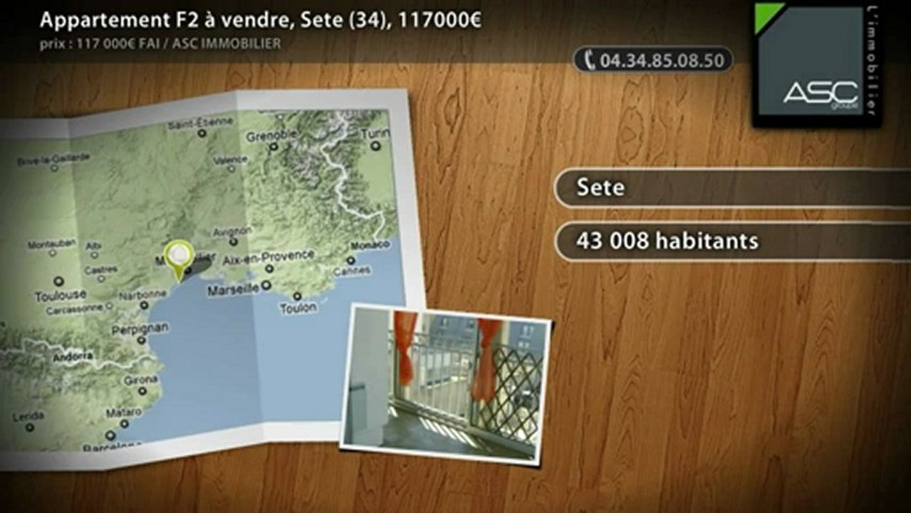 Appartement F2 à vendre, Sete (34), 117000€