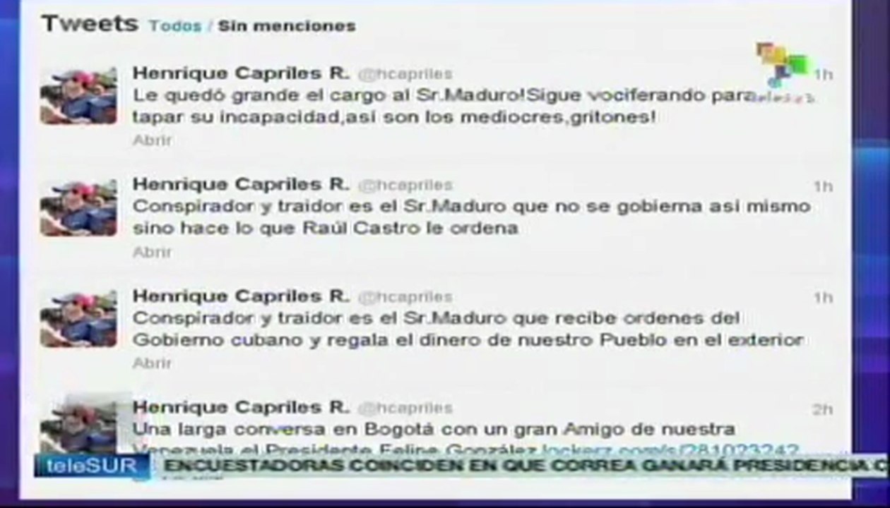 Capriles arremete contra Maduro en Twitter