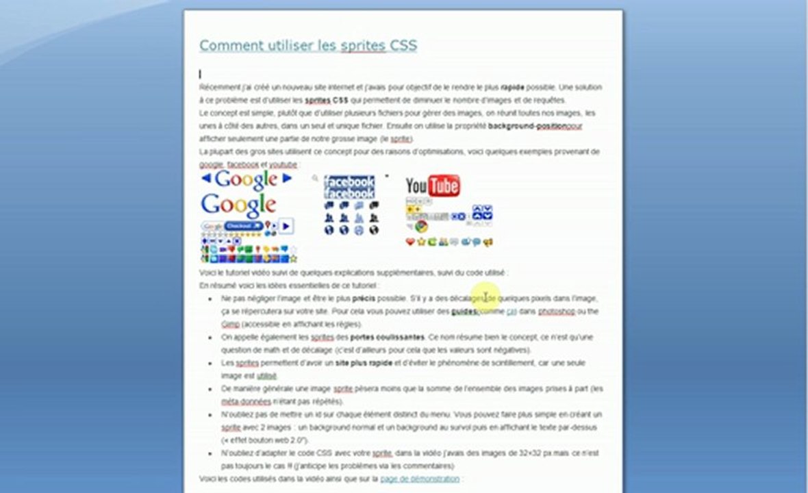 "creation site paris"pour accelerer votre site internet utiliser les sprites CSS, "webdesign-x.fr"