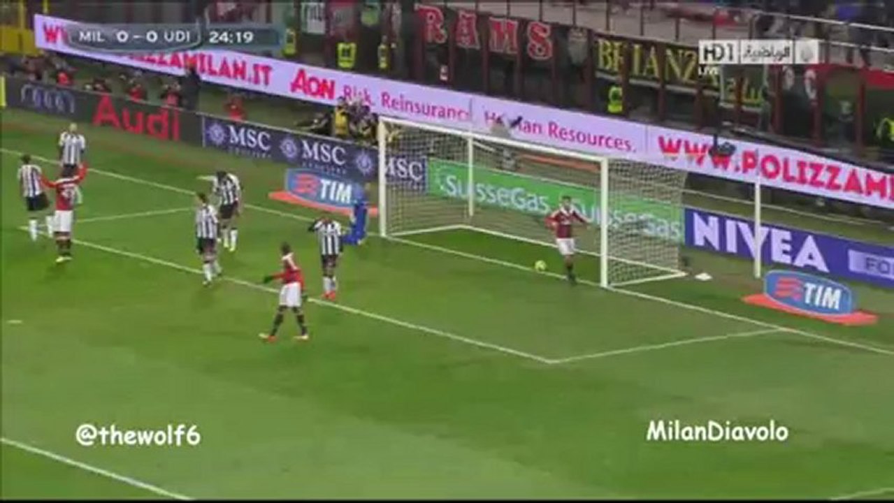 Mario Balotelli First Goal For Milan Against Udenese 3-2-2013