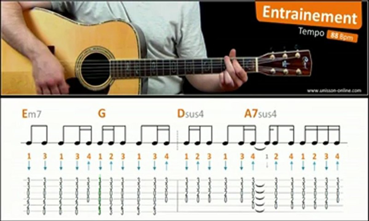 Jouer Wonderwall à la guitare - Entraînements à différentes vitesses