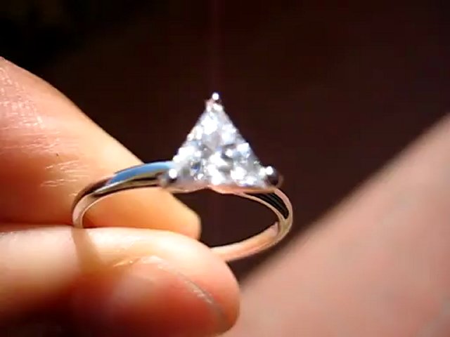 Real Brilliance Trillion Cut Diamond Simulated Solitair Ring