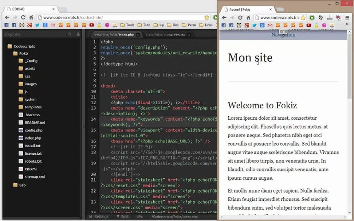 Fokiz - CMS créer et administrer un petit site responsive