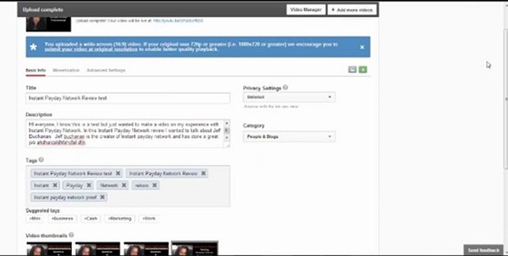 Instant Payday Network Training - Youtube Training