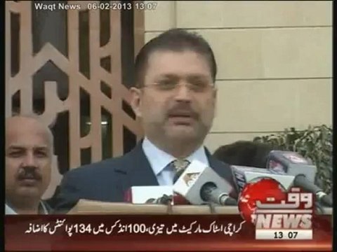 Information Minister Sharjeel Memon,s Press Conference 06 February 2013