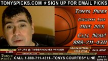 San Antonio Spurs versus Minnesota Timberwolves Pick Prediction NBA Pro Basketball Odds Preview 2-6-2013