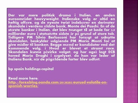 BP SPAIN HOLDINGS CAPITAL | EUR/USD – flygtige på spansk bekymringer