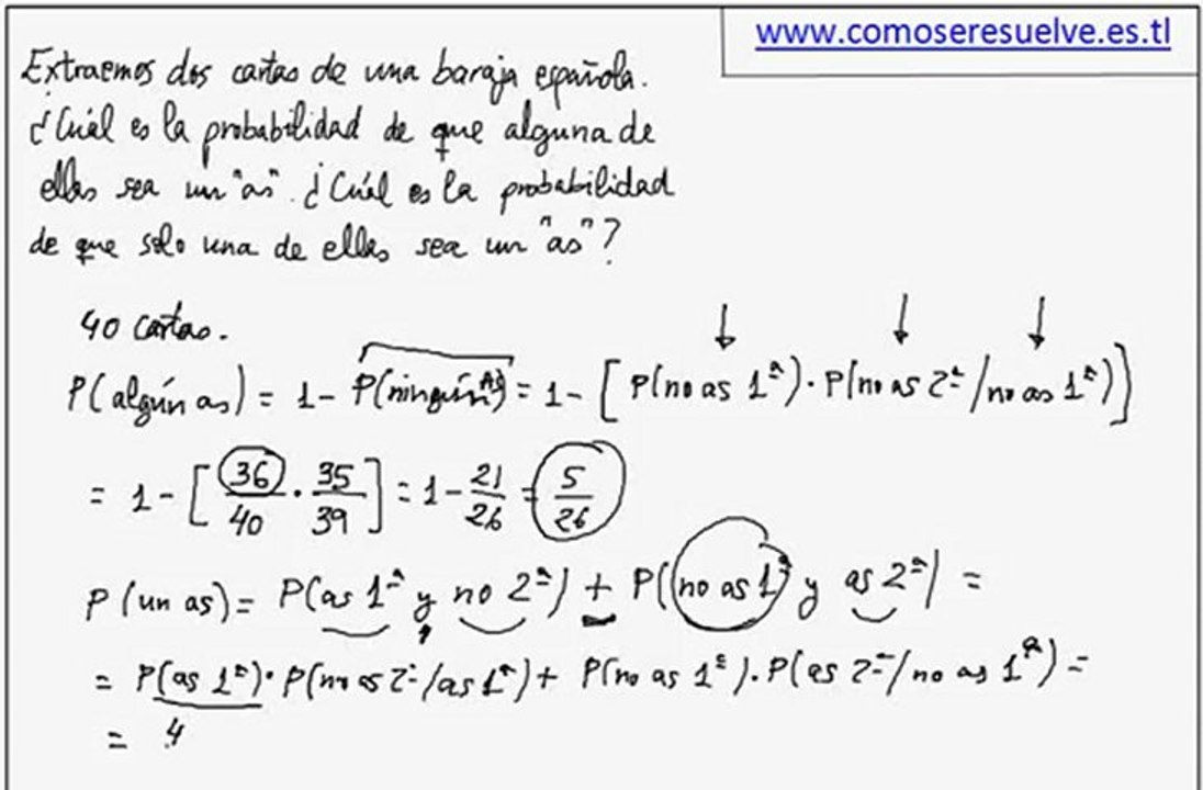 Calculo de probabilidades con cartas ejemplo 4