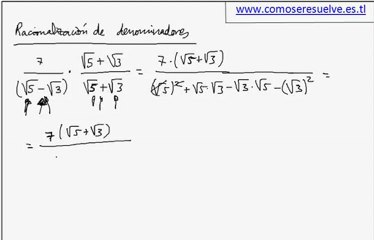 Racionalizacion de denominadores con suma de radicales