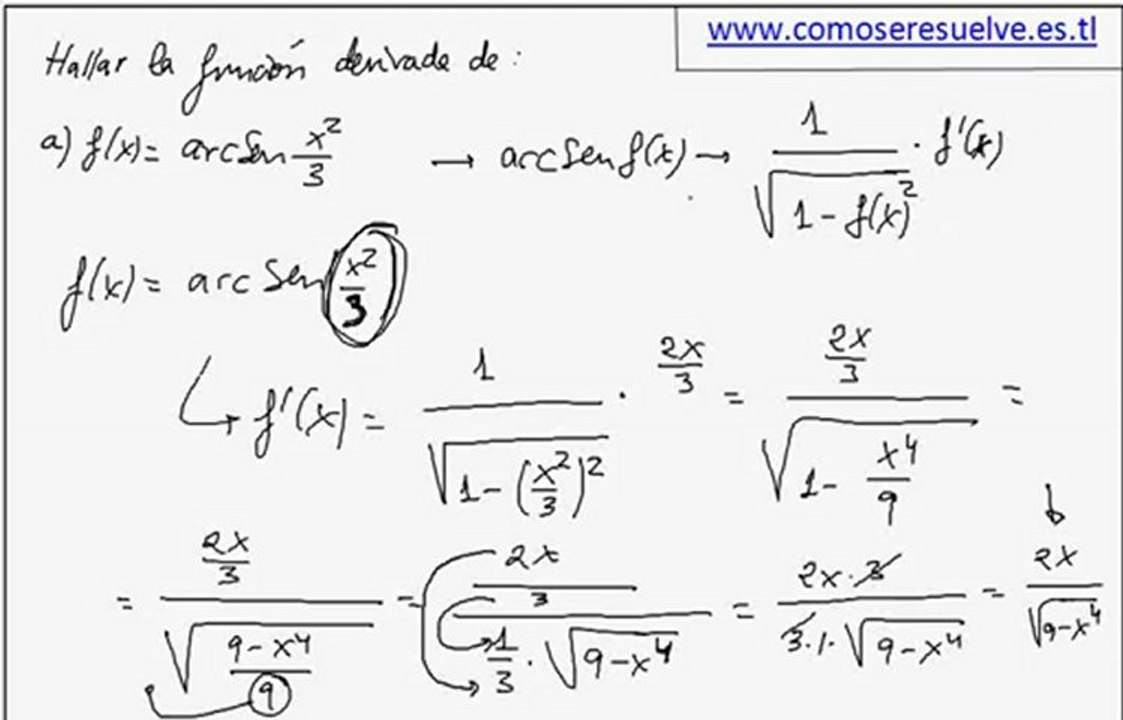 Derivada de la funcion arcoSeno