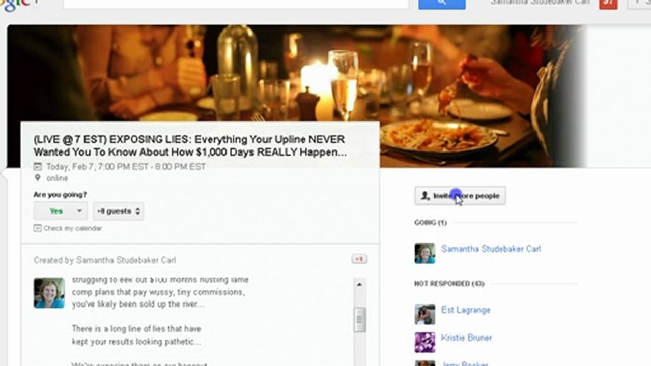 Create a Google Plus Event to promote your company Call, hangout, or webinar