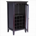 Winsome Espresso Wine Cabinet With Glass Door