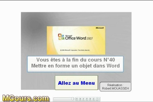 Tutoriel WORD 2007: Cours N°40 Mettre en forme un objet