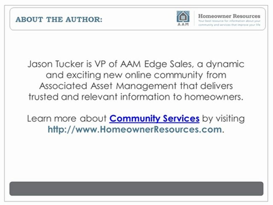 Community Services:  Why Strong Neighborhoods Depend on Homeowner Involvement