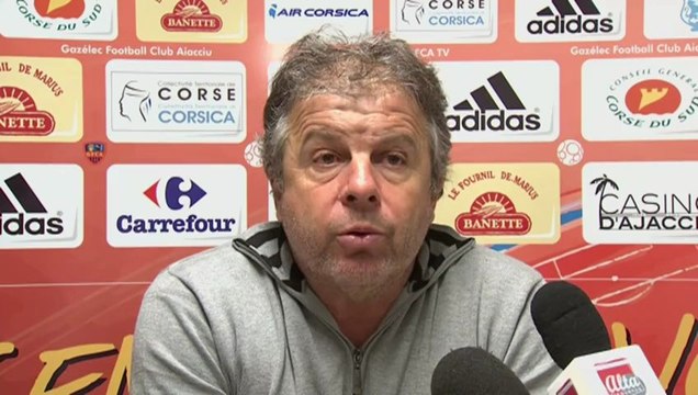 Conférence de presse GFC Ajaccio - Dijon FCO : Jean-Michel CAVALLI (GFCA) - Olivier DALL'OGLIO (DFCO) - saison 2012/2013