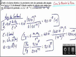 Calcular fuerza electrica y gravitatoria entre dos cargas campo electrico