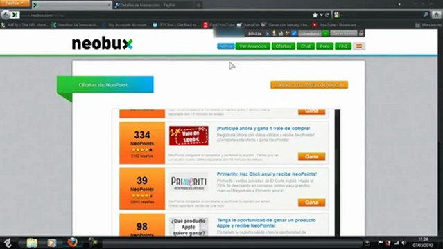 Ganar dinero desde casa- Job Opportunity- make money online - Neobux 2013 - Video Tutorial