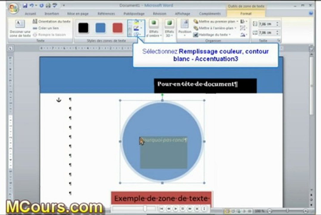 Tutoriel WORD 2007: Cours N°36 Comment insérer une zone de texte dans Word