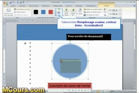 Tutoriel WORD 2007: Cours N°36 Comment insérer une zone de texte dans Word