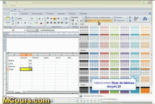Tutoriel WORD 2007: Cours N°31 Comment insérer une feuille Excel dans Word 2007