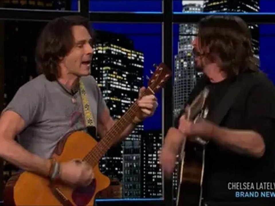 Dave Grohl & Rick Springfield “She’ll Be Comin’ ‘Round The Mountain” 2/4/2013 Chelsea Lately