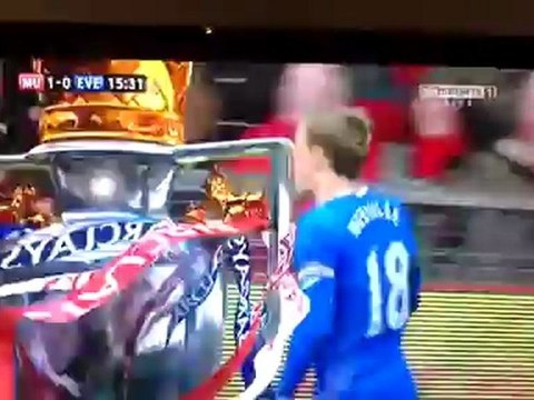phil neville funny foul throw in man utd v everton 2013 football match
