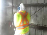 Dry Ice Blasting Removal Of Blown On Fire Retardent Material On Steel Decking - Ice Blasting Toronto