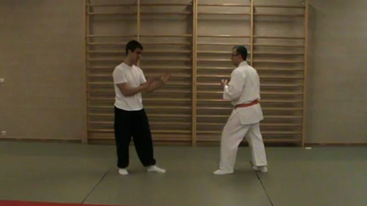 (gedan) o mawashi geri  :  sokutei osae uke