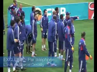 Raymond Domenech et Marcel Desailly avant France-Afrique du Sud