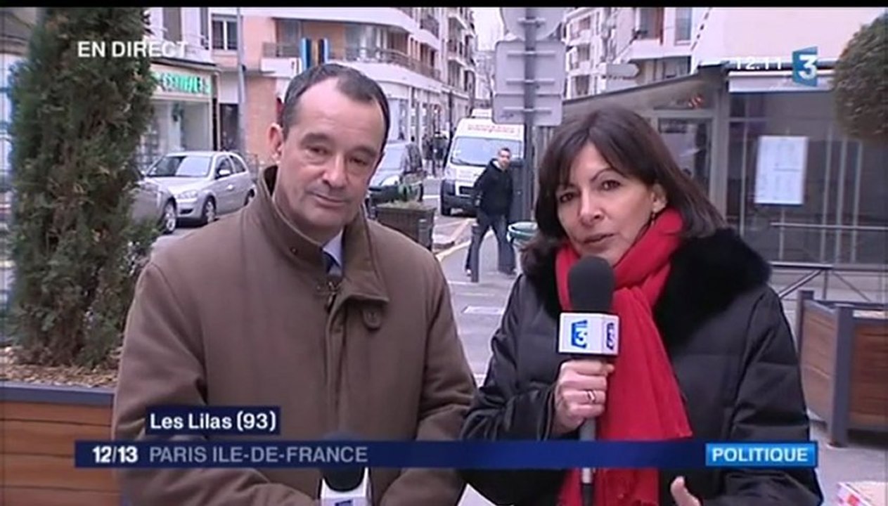 Anne Hidalgo et Daniel Guiraud, Maire des Lilas, invités de France 3 Paris, le 13/02/13