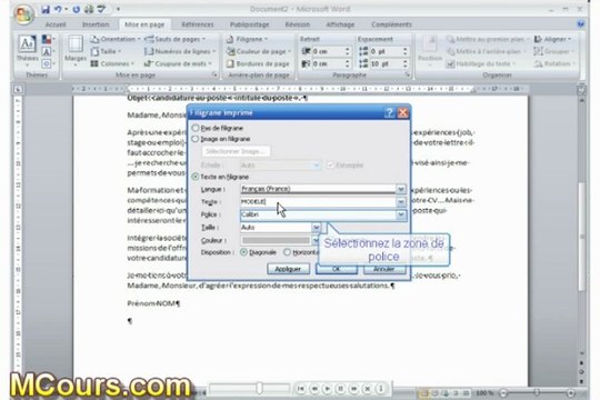 Tutoriel WORD 2007: Cours N°21 Insérer un filigrane dans Word 2007