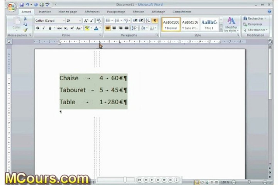 Tutoriel WORD 2007: Cours N°24 Poser des tabulations dans Word 2007